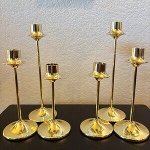 Set of 6 | Gold Weighted Vintage Candlestick Holders
